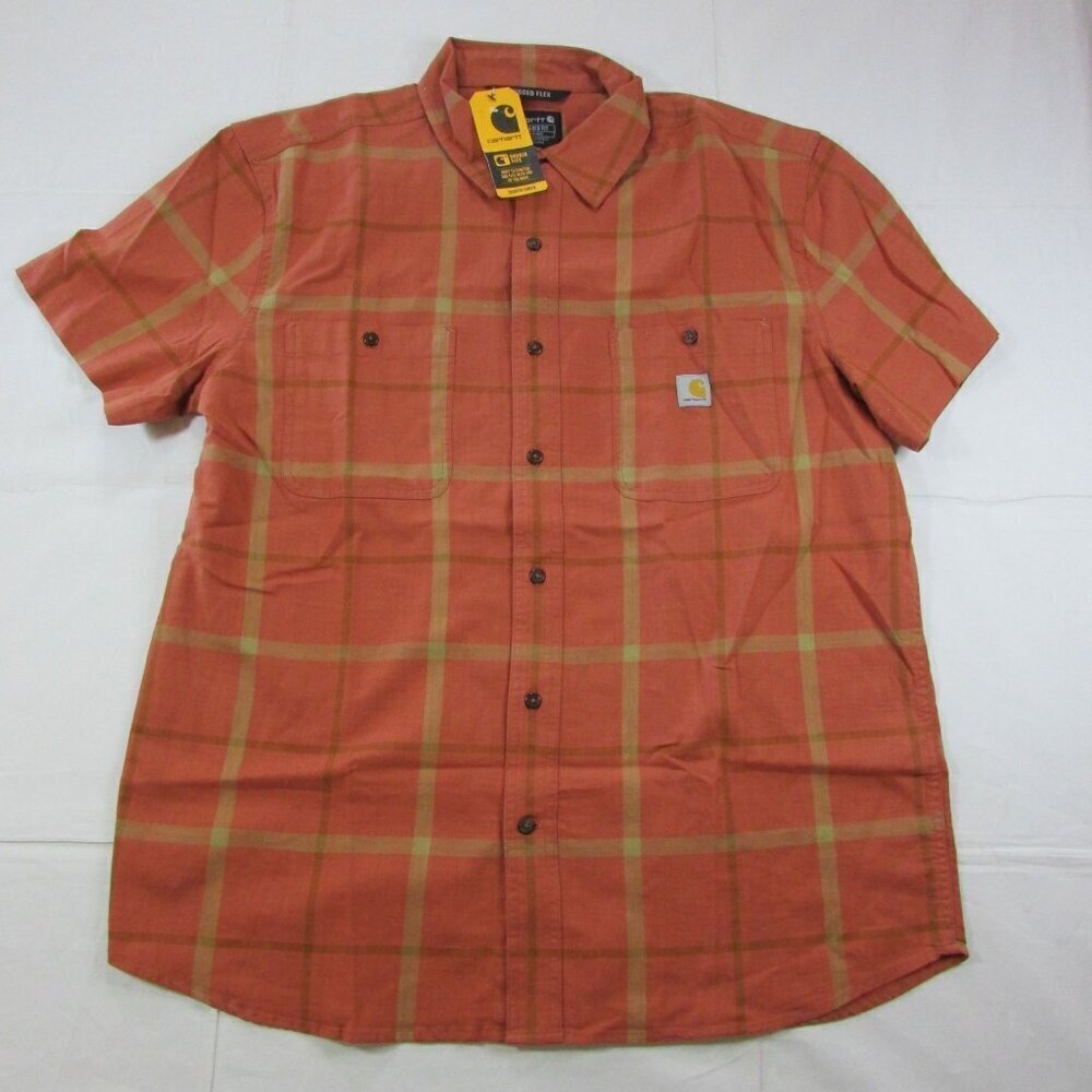 Carhartt Men's Rugged Flex Relaxed Fit Lightweight Short Sleeve Button Shirt Ter